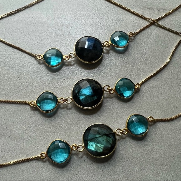 KismetsKloset Jewelry - Labradorite & Chalcedony Adjustable Necklace